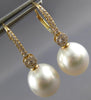 LARGE .37CT DIAMOND & AAA SOUTH SEA PEARL 18KT YELLOW GOLD 3D HANGING EARRINGS