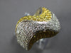 LARGE 2.19CT WHITE & FANCY YELLOW DIAMOND 18KT 2 TONE GOLD MULTI WAVE FUN RING