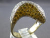 LARGE 2.19CT WHITE & FANCY YELLOW DIAMOND 18KT 2 TONE GOLD MULTI WAVE FUN RING