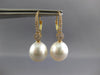 LARGE .37CT DIAMOND & AAA SOUTH SEA PEARL 18KT YELLOW GOLD 3D HANGING EARRINGS