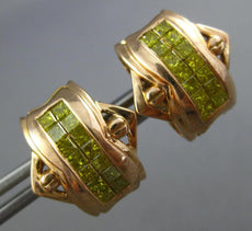 LARGE 1.19CT FANCY YELLOW DIAMOND 14KT ROSE GOLD PRINCESS STUD HANGING EARRINGS