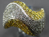 LARGE 2.19CT WHITE & FANCY YELLOW DIAMOND 18KT 2 TONE GOLD MULTI WAVE FUN RING