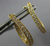 ESTATE 0.61CT DIAMOND 18KT YELLOW GOLD 3D INSIDE OUT OVAL HOOP HANGING EARRINGS