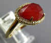 ESTATE WIDE .14CT DIAMOND & AAA RED AGATE 14KT YELLOW GOLD 3D OVAL HALO FUN RING