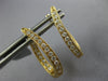 ESTATE 0.61CT DIAMOND 18KT YELLOW GOLD 3D INSIDE OUT OVAL HOOP HANGING EARRINGS