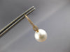 LARGE .37CT DIAMOND & AAA SOUTH SEA PEARL 18KT YELLOW GOLD 3D HANGING EARRINGS