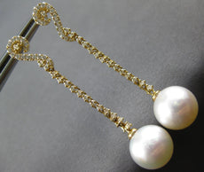 .52CT DIAMOND & AAA SOUTH SEA PEARL 18KT YELLOW GOLD 3D SWIRL HANGING EARRINGS