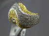 LARGE 2.19CT WHITE & FANCY YELLOW DIAMOND 18KT 2 TONE GOLD MULTI WAVE FUN RING