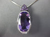 6.64CT DIAMOND & AAA AMETHYST 14KT WHITE GOLD OVAL & ROUND FUN FLOATING PENDANT