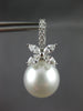 .96CT DIAMOND & AAA SOUTH SEA PEARL 18KT WHITE GOLD 3D FLOWER HANGING EARRINGS