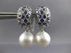 6.96CT DIAMOND AAA SAPPHIRE & SOUTH SEA PEARL 18K WHITE GOLD 3D CLIP ON EARRINGS