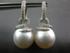 LARGE 1.54CT DIAMOND & AAA SOUTH SEA PEARL 18K WHITE GOLD SWIRL HANGING EARRINGS