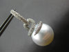LARGE 1.54CT DIAMOND & AAA SOUTH SEA PEARL 18K WHITE GOLD SWIRL HANGING EARRINGS