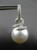 LARGE 1.54CT DIAMOND & AAA SOUTH SEA PEARL 18K WHITE GOLD SWIRL HANGING EARRINGS