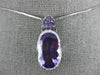 6.64CT DIAMOND & AAA AMETHYST 14KT WHITE GOLD OVAL & ROUND FUN FLOATING PENDANT