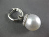 LARGE 1.54CT DIAMOND & AAA SOUTH SEA PEARL 18K WHITE GOLD SWIRL HANGING EARRINGS