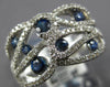 WIDE 1.47CT DIAMOND & AAA SAPPHIRE 14KT WHITE GOLD MULTI LEAF CRISS CROSS RING