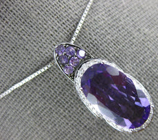 6.64CT DIAMOND & AAA AMETHYST 14KT WHITE GOLD OVAL & ROUND FUN FLOATING PENDANT
