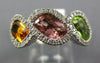 ESTATE 4.20CT DIAMOND & AAA MULTI GEM 14KT WHITE GOLD 3D LEAF INFINITY LOVE RING