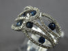 WIDE 1.47CT DIAMOND & AAA SAPPHIRE 14KT WHITE GOLD MULTI LEAF CRISS CROSS RING