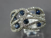 WIDE 1.47CT DIAMOND & AAA SAPPHIRE 14KT WHITE GOLD MULTI LEAF CRISS CROSS RING