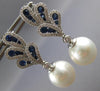1.60CT DIAMOND & AAA SOUTH SEA PEARL & SAPPHIRE 18KT WHITE GOLD HANGING EARRINGS
