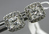 ESTATE 1.03CT DIAMOND 14KT WHITE GOLD CLASSIC CUSHION & ROUND HALO STUD EARRINGS