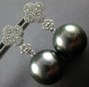 ESTATE .77CT DIAMOND & AAA TAHITIAN PEARL 18K WHITE GOLD FLOWER HANGING EARRINGS