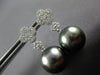 ESTATE .77CT DIAMOND & AAA TAHITIAN PEARL 18K WHITE GOLD FLOWER HANGING EARRINGS