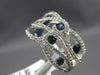 WIDE 1.47CT DIAMOND & AAA SAPPHIRE 14KT WHITE GOLD MULTI LEAF CRISS CROSS RING