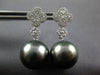 ESTATE .77CT DIAMOND & AAA TAHITIAN PEARL 18K WHITE GOLD FLOWER HANGING EARRINGS