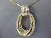 .5CT DIAMOND 14K YELLOW GOLD ROUND & BAGUETTE DOUBLE OVAL HALO LOVE KNOT PENDANT