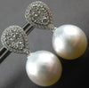 ESTATE LARGE .81CT DIAMOND & AAA SOUTH SEA PEARL 18K WHITE GOLD HANGING EARRINGS