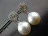 ESTATE LARGE .81CT DIAMOND & AAA SOUTH SEA PEARL 18K WHITE GOLD HANGING EARRINGS