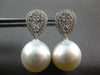 ESTATE LARGE .81CT DIAMOND & AAA SOUTH SEA PEARL 18K WHITE GOLD HANGING EARRINGS