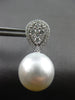 ESTATE LARGE .81CT DIAMOND & AAA SOUTH SEA PEARL 18K WHITE GOLD HANGING EARRINGS