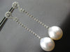 LONG .52CT DIAMOND & AAA SOUTH SEA PEARL 18KT WHITE GOLD SWIRL HANGING EARRINGS