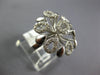 ESTATE LARGE .41CT DIAMOND 14KT WHITE GOLD 3D CLASSIC MULTI LEAF FLOWER FUN RING