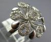 ESTATE LARGE .41CT DIAMOND 14KT WHITE GOLD 3D CLASSIC MULTI LEAF FLOWER FUN RING
