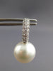 .78CT DIAMOND & AAA SOUTH SEA PEARL 18KT WHITE GOLD 3D HUGGIE HANGING EARRINGS