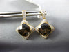 4.27CT DIAMOND & AAA SMOKY TOPAZ 14K YELLOW GOLD CUSHION FLOWER HANGING EARRINGS