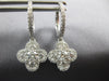 1.37CT DIAMOND 18KT WHITE GOLD 3D CLASSIC 4 LEAF CLOVER FLOWER HANGING EARRINGS