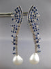 LARGE 4.1CT DIAMOND & SOUTH SEA PEARL & SAPPHIRE 18K WHITE GOLD HANGING EARRINGS