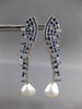 LARGE 4.1CT DIAMOND & SOUTH SEA PEARL & SAPPHIRE 18K WHITE GOLD HANGING EARRINGS