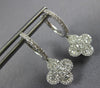 1.37CT DIAMOND 18KT WHITE GOLD 3D CLASSIC 4 LEAF CLOVER FLOWER HANGING EARRINGS