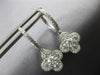 1.37CT DIAMOND 18KT WHITE GOLD 3D CLASSIC 4 LEAF CLOVER FLOWER HANGING EARRINGS