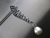 LARGE 4.1CT DIAMOND & SOUTH SEA PEARL & SAPPHIRE 18K WHITE GOLD HANGING EARRINGS