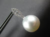 ESTATE .45CT DIAMOND & AAA SOUTH SEA PEARL 18KT WHITE GOLD LEAF HANGING EARRINGS