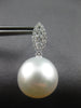 ESTATE .45CT DIAMOND & AAA SOUTH SEA PEARL 18KT WHITE GOLD LEAF HANGING EARRINGS