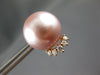 LARGE .24CT DIAMOND & AAA PINK SOUTH SEA PEARL 18K ROSE GOLD CROWN STUD EARRINGS